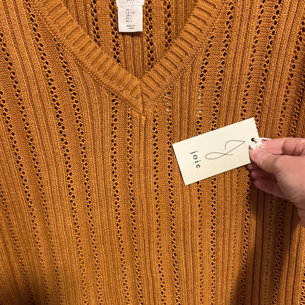 Joie Mustard Yellow Knit V-Neck Sweater Vest - Picture 4 of 4
